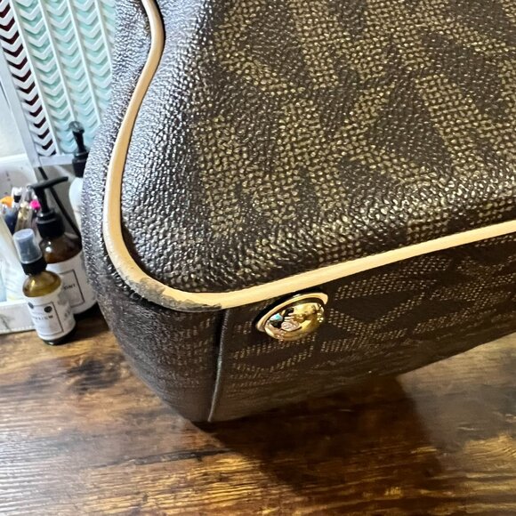 Michael Kors Grayson Signature Satchel – Dark Brown/Beige - Picture 11 of 15